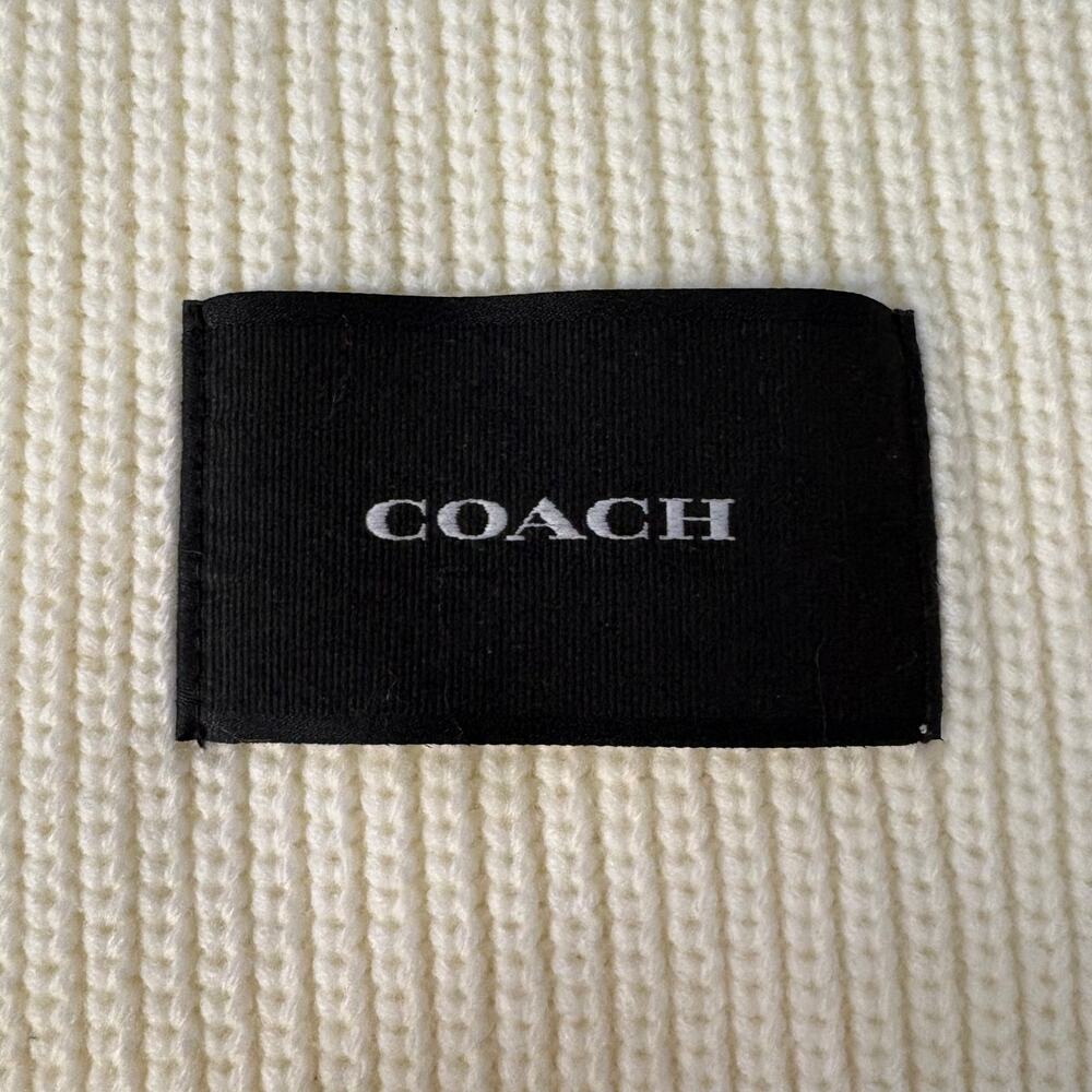 Coach Women's Woven Patch Knit Scarf Cream Ivory Color NWT - Picture 5 of 12